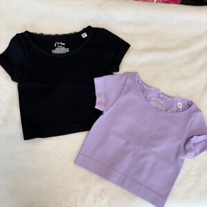 Art class lace neckline ribbed t shirts size XS 4/5 purple and black